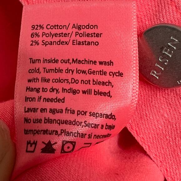 Risen Coral Stretch Denim Jean Jacket Size Large - Picture 6 of 11